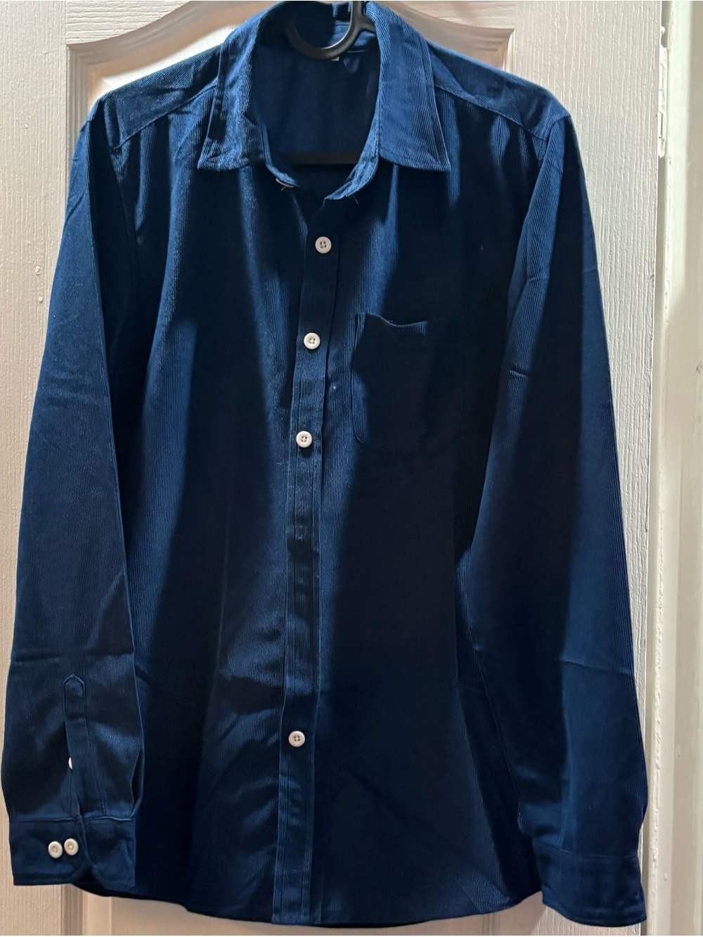 Men's Classic Long-Sleeve Button-Up Shirt - Navy Blue